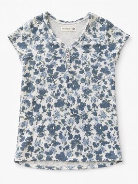 abercrombie kids blue and white floral henley top
